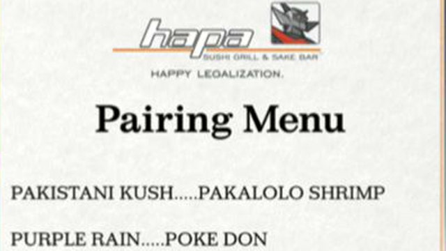 Sushi and pot pairing menu