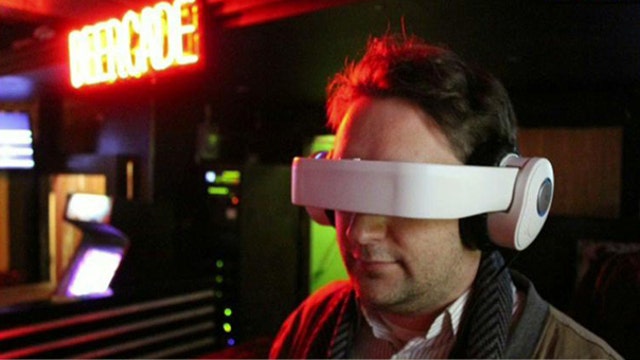 A mobile personal theater in a headset