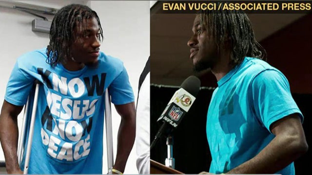 NFL player Robert Griffin III asked to turn Jesus t-shirt inside-out