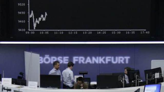 European shares fall on weak German data