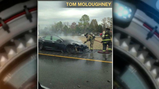 Tesla shares fall after photo of Model S fire surfaces
