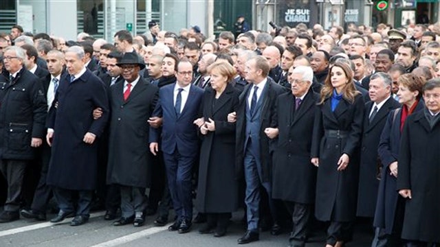 Leaders from 40 nations join marchers in Paris
