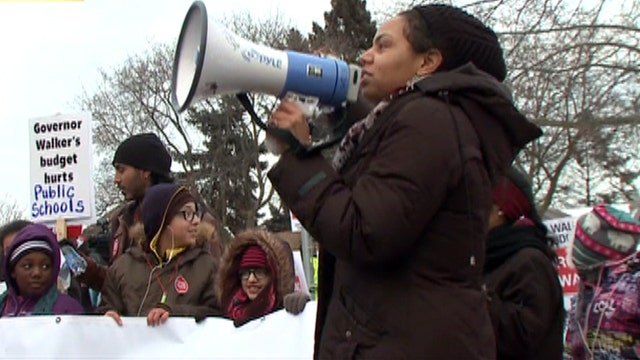 Scott Walker's home swarmed by pro-union protesters