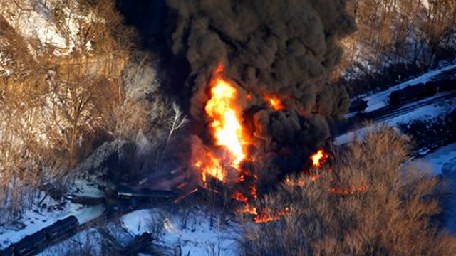 Train carrying crude oil derails in Illinois