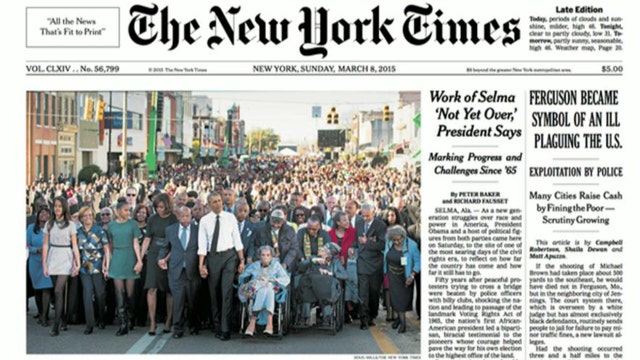 NY Times crops George W. Bush out of Selma march cover