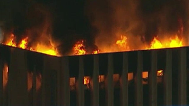 Massive fire tears through building in downtown Los Angeles