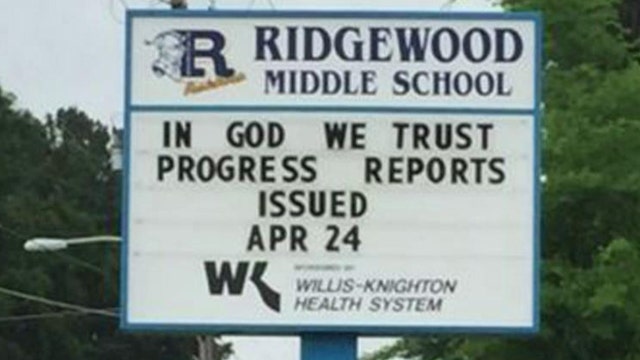 Students stand up for 'In God We Trust' on school marquee