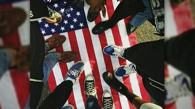 Social media challenge: Stomp on American flag