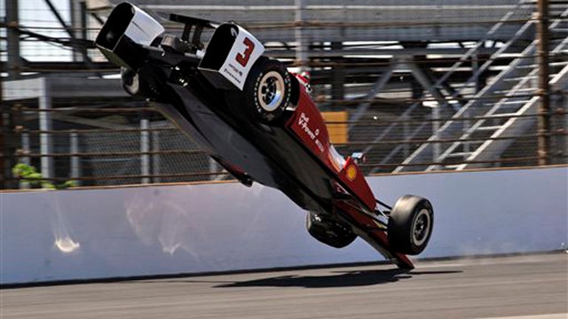 Helio Castroneves' IndyCar goes airborne in scary crash