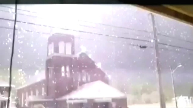 Bolt of lightning strikes church 