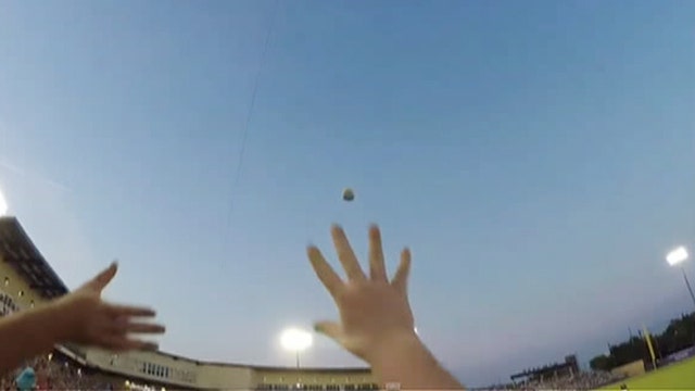 Fan catches foul ball bare-handed while wearing a GoPro