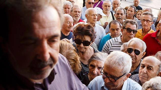 Protesters in Greece demanding access to their pensions