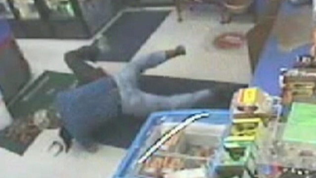 Caught on video: Firefighter takes down robber