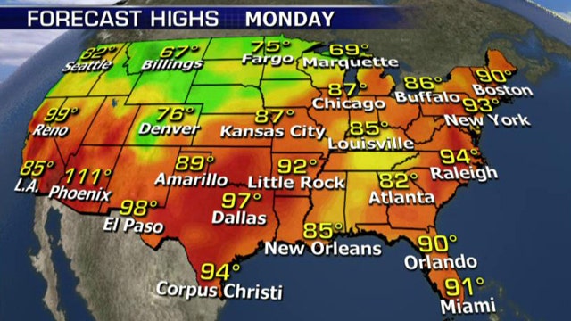 National forecast for Monday, August 17