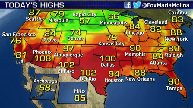 National forecast for Tuesday, August 18