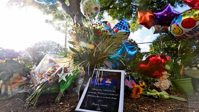 Makeshift memorial assembled in front of WDBJ TV station