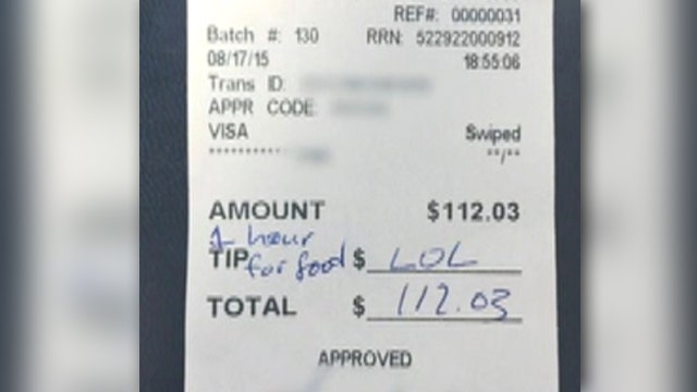 No laughing matter: Waitress stiffed with 'LOL' tip