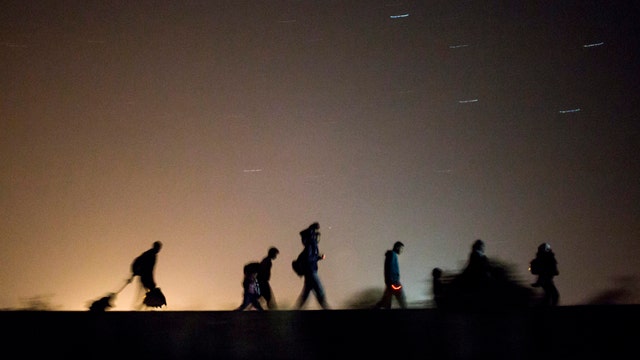 Asylum-seeking refugees cross border from Serbia to Hungary