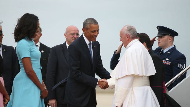 Pope Francis arrives in the US