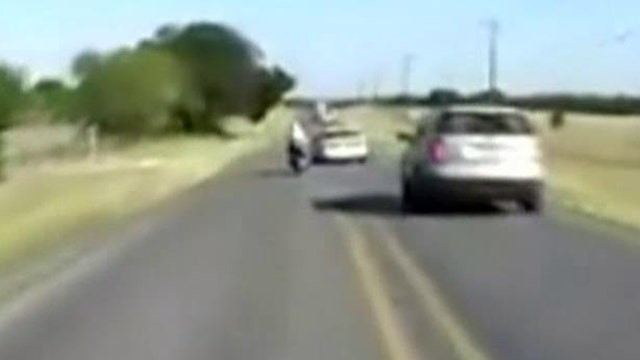 Greta: Wild video of driver swerving into motorcyclist