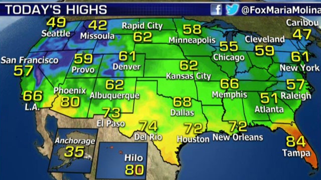 National forecast for Monday, November 9