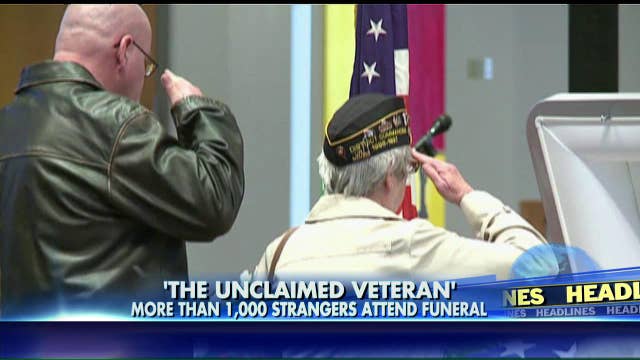 1,000 strangers attend funeral of veteran with no family