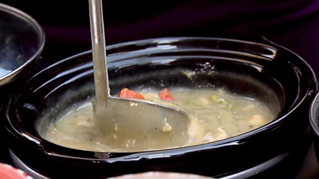 Turkey pot pie soup uses Thanksgiving leftovers