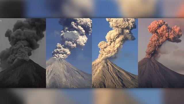 Volcano produces four spectacular eruptions in one day