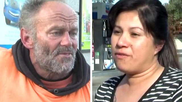 Homeless man saves woman from being robbed