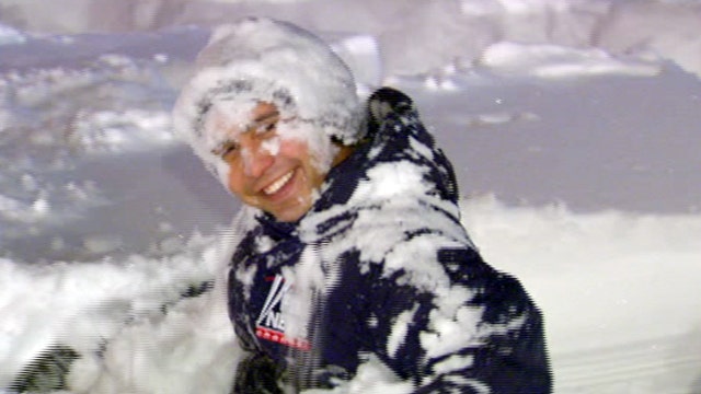 Bryan Llenas makes a snow angel 