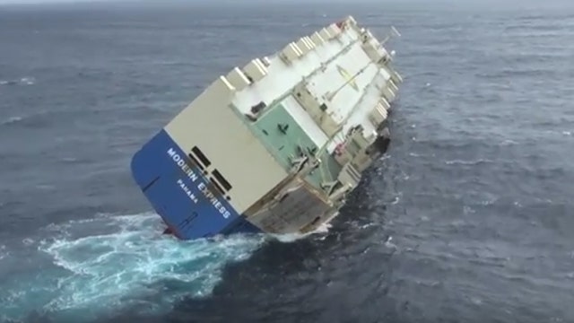 Abandoned cargo ship lists dangerously in Bay of Biscay