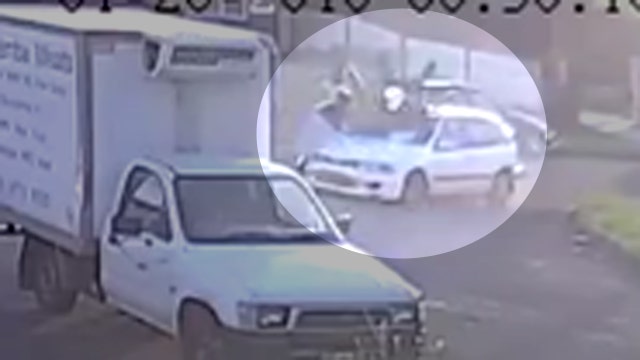 Crash sends pedestrians flying in hit-and-run caught on tape