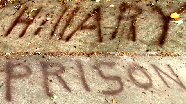 'Hillary prison' graffiti scrawled on Atlanta sidewalk