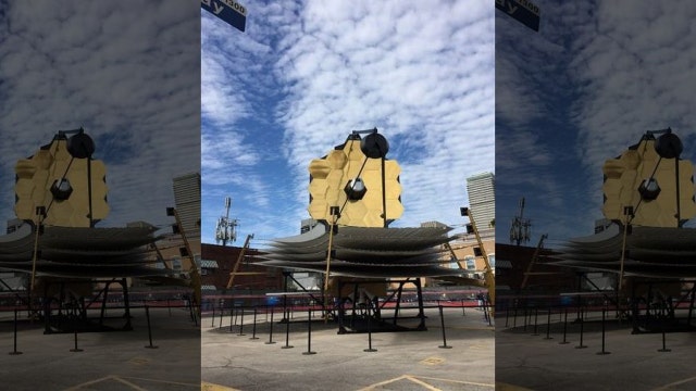 Replica of James Webb Space Telescope fires up football fans