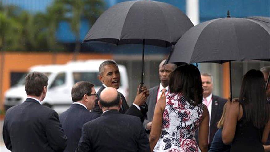 Air Force One lands in Havana