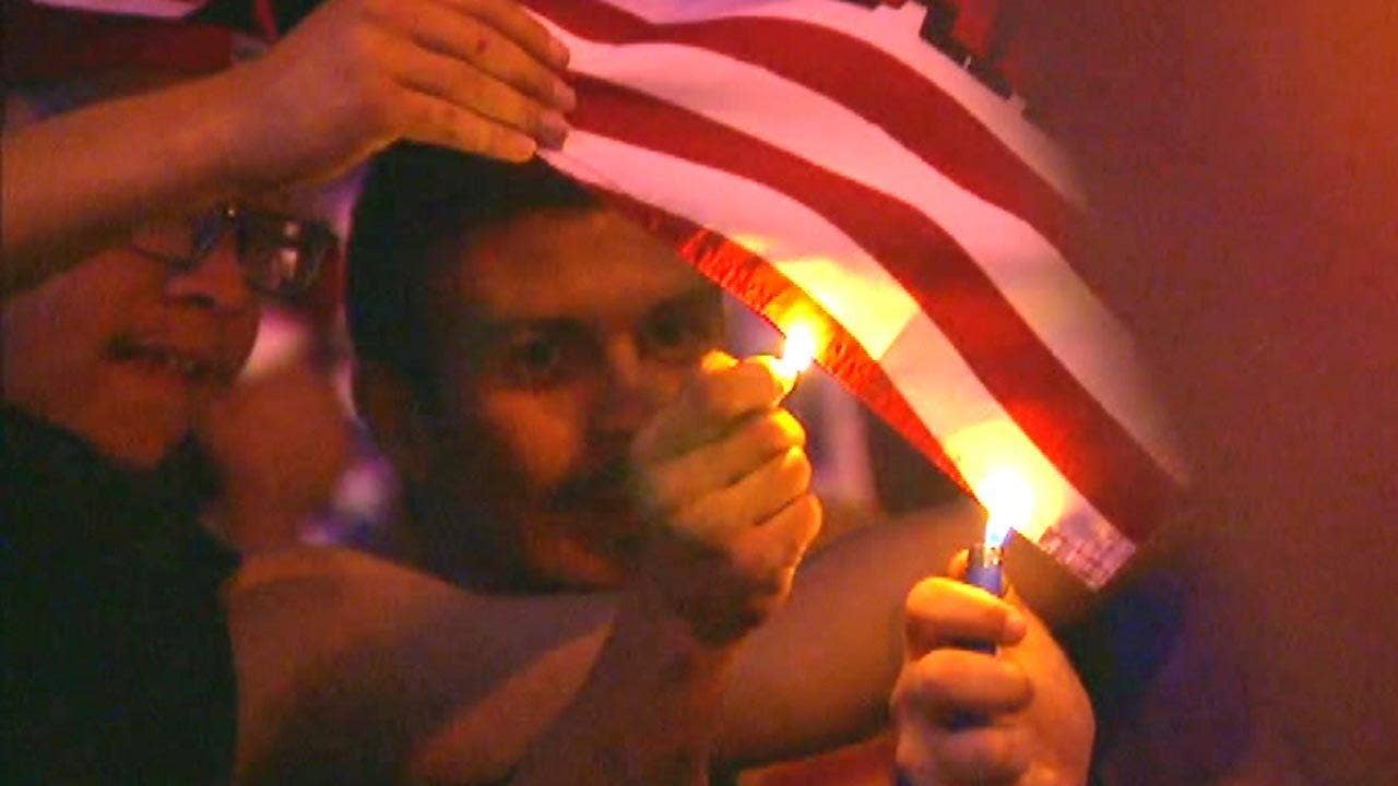 the burning of the american flag by prostesters Flag burning and desecration is offensive precisely because it is political experience shows that the way to fight political expression with which one disagrees is not to outlaw it, as congress has repeatedly sought to do, but to express disapproval. the burning of the american flag by prostesters Flag burning and desecration is offensive precisely because it is political experience shows that the way to fight political expression with which one disagrees is not to outlaw it, as congress has repeatedly sought to do, but to express disapproval.