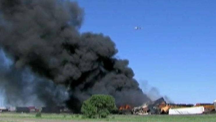 Three train workers presumed dead after fiery Texas crash