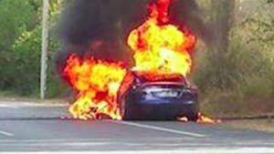 Model S catches fire in France