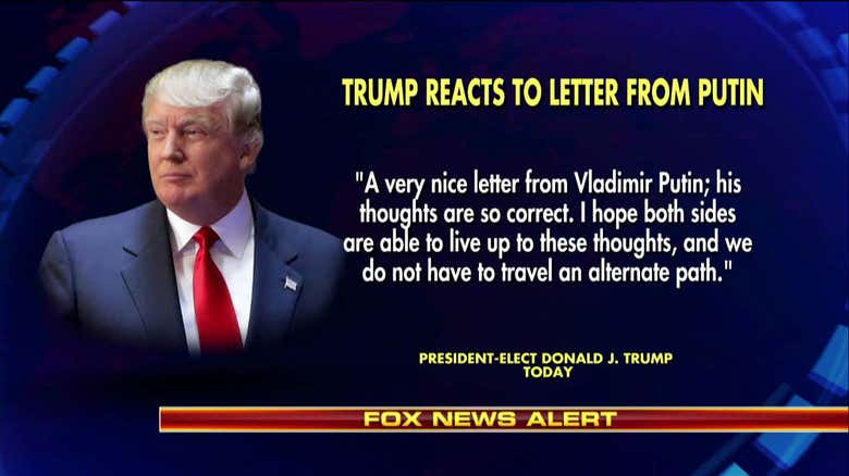 Image result for Trump gets 'very nice' Christmas letter from Putin