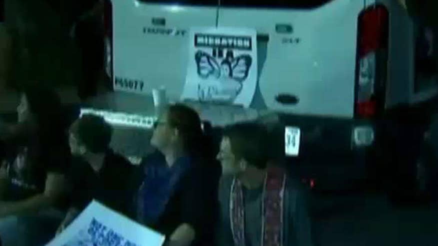 Seven protestors were arrested