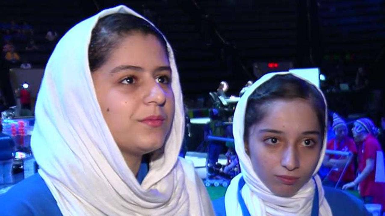 Afghan girls compete in robotics contest after finally arriving in US