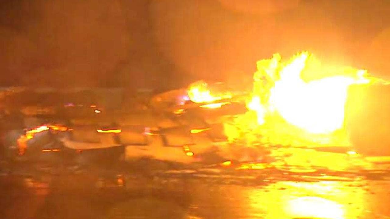 Harvey sparks fire in Corpus Christi, town home in flames, dramatic video shows