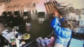 Surveillance video shows the women using purses as shields, grabbing the man's legs and repeatedly hitting him with wooden chairs.