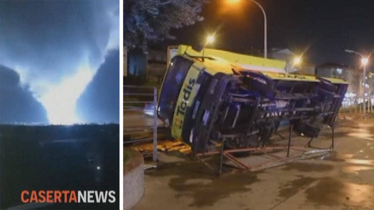 Tornado in Italy injures several people, topples Burger King sign onto parked cars