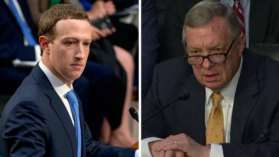 In response to question from Sen. Dick Durbin, Facebook CEO Mark Zuckerberg defends Facebook's privacy controls.