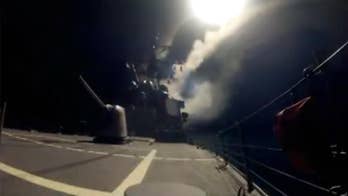 Raw video: Department of Defense releases footage of Tomahawk missiles fired from the USS Higgins toward targets in Syria on April 14th. 
