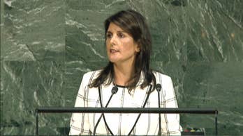 United States ambassador to the UN speaks at the 72nd session of the United Nations General Assembly.
