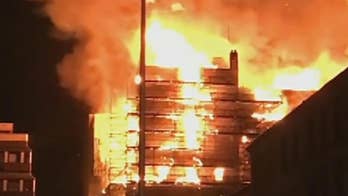 Raw video shows the art school's Mackintosh building being consumed by flames for the second time in four years.
