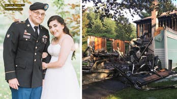 Matthew and Coral Denakis, a newlywed couple from Maryland, say their wedding 'turned out beautifully' despite their family's home catching fire on the morning of the nuptials.