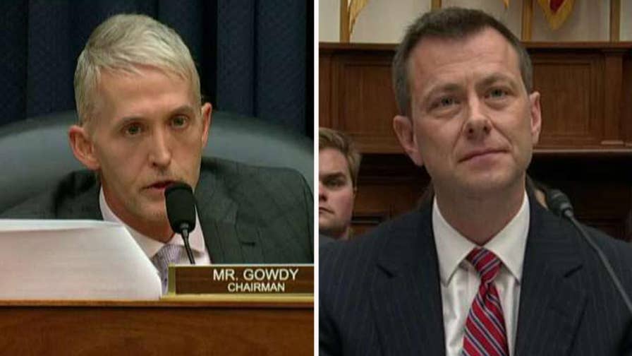 Rep. Trey Gowdy presses FBI agent Peter Strzok over anti-Trump texts at a joint hearing of the House Oversight and Judiciary Committees.